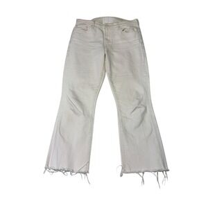 MOTHER The Insider Ankle Fray Jeans Act Natural Off White Flare Size 29X24